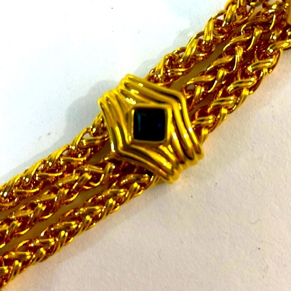 Vintage Nolan Miller Signed Gold Tone Colorful Glass Stones Designer Bracelet - Picture 2 of 8